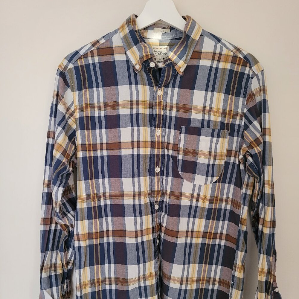 J Crew Men's Button Down Woven Shirt (Medium Slim)